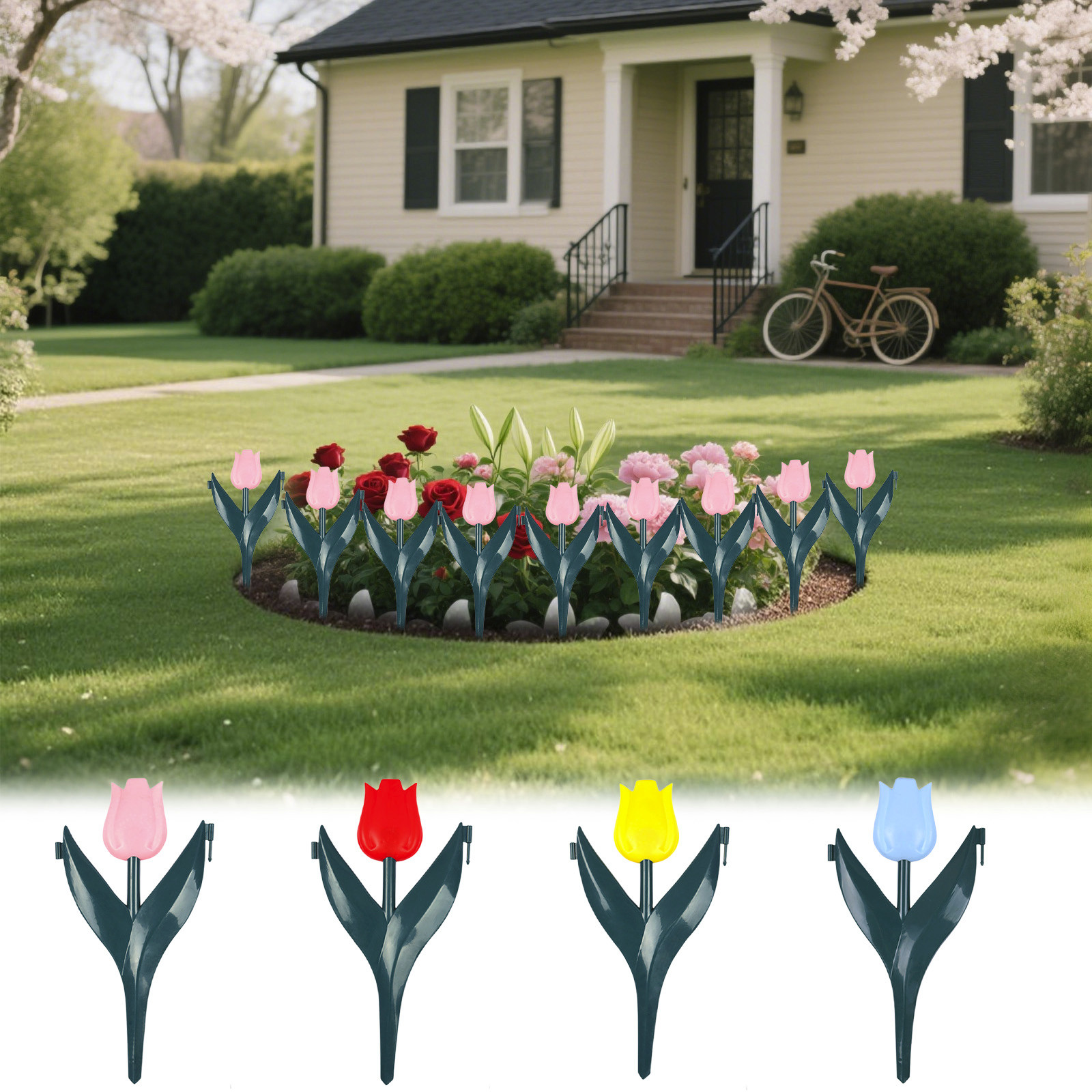 Bksdlh Plastic Garden Fence Picket Fence Edging Tulips Outdoor Decoration Lawn Borders Yard Plants Flowerbeds Yard Edge